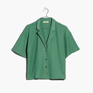 Madewell Crinkle-Knit Button-Front Top